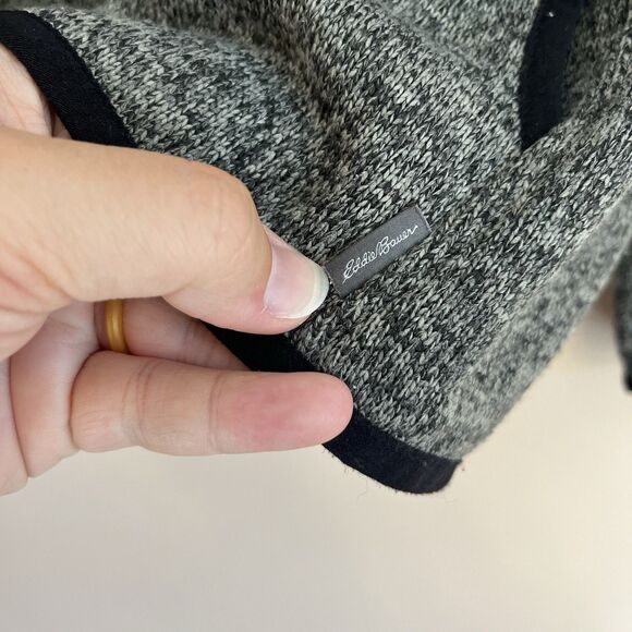 Eddie Bauer Sweater Women’s XL Gray Fleece Snap Mock Neck Knit Pullover - Picture 9 of 11